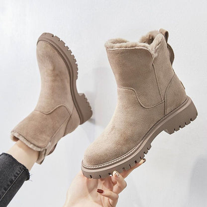 Sadie | Suede Fleece Lined Slip On Winter Ankle Boots