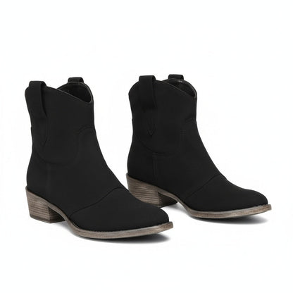 Mia | Suede Western Cowboy Block Heel Ankle Boots