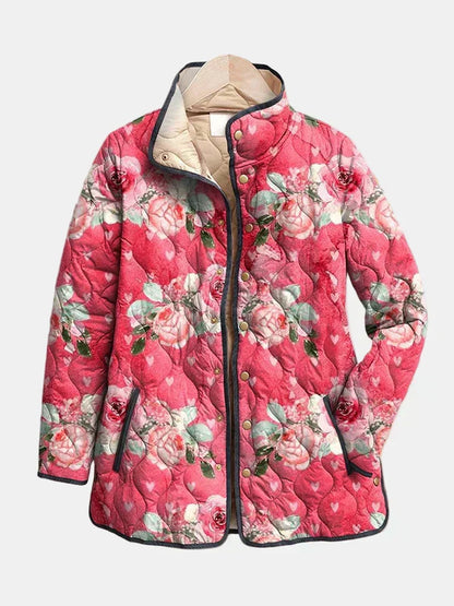 Jemima | Pink Floral Print Quilted Jacket