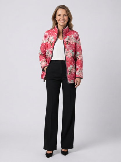 Jemima | Pink Floral Print Quilted Jacket