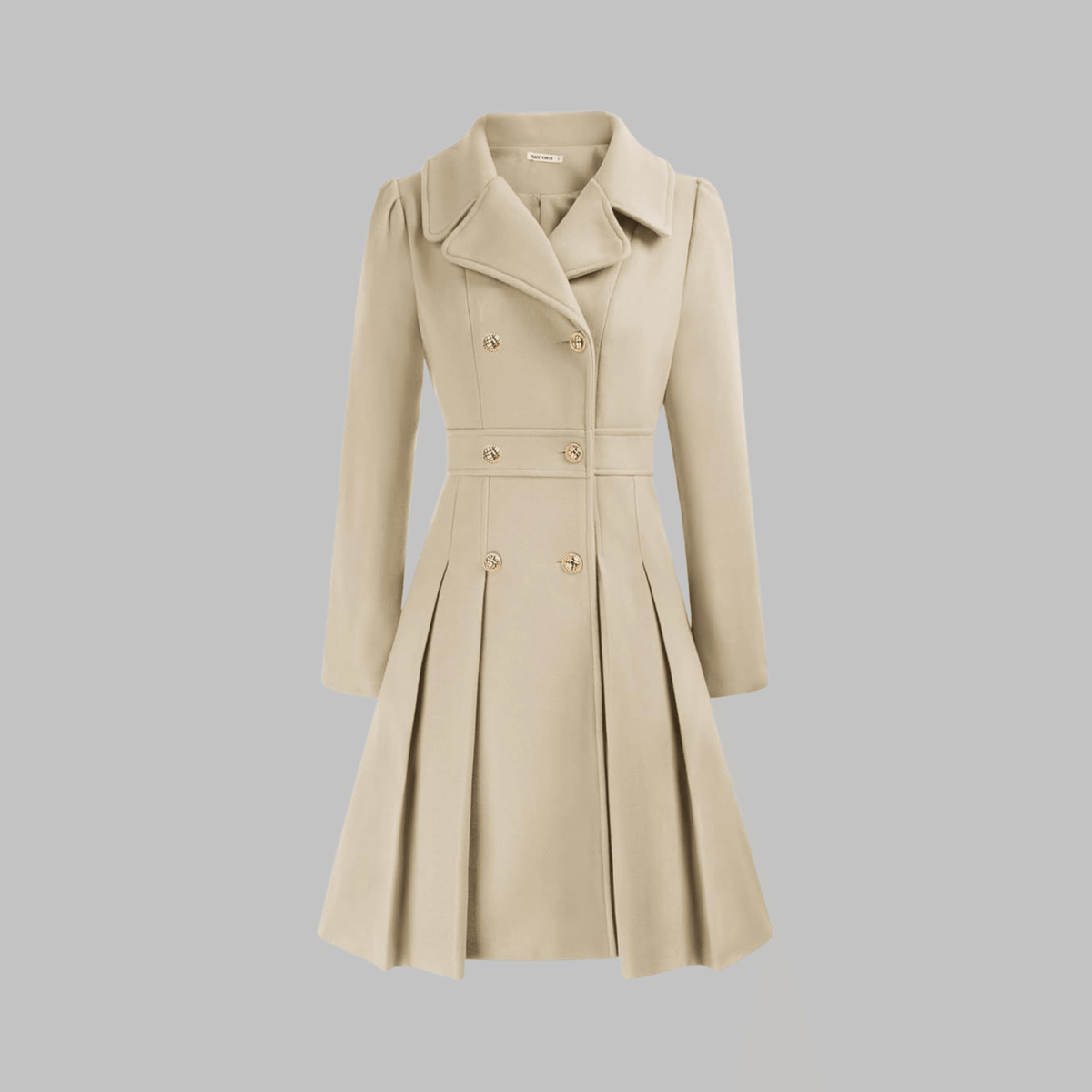 Marlow | Double-Breasted Fit and Flare Pleated Winter Coat