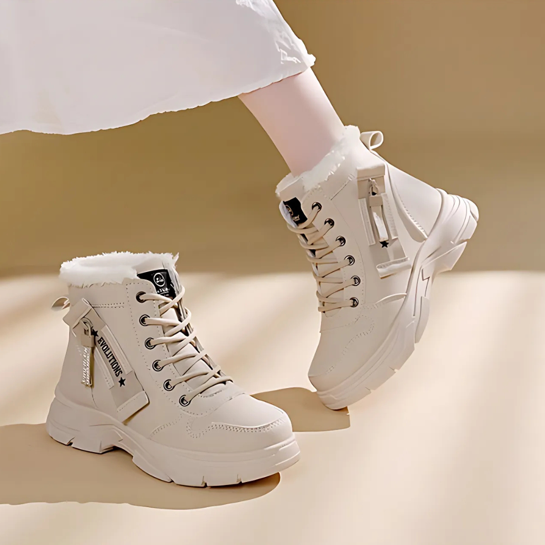 Grace | Fleece Lined Lace Up Platform Winter Ankle Boots