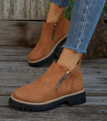 Aurelia | Platform Round Toe Side Zip Ankle Boots