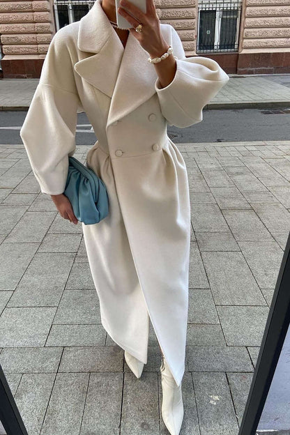 Ondine | Double-Breasted Puff Sleeve Long Winter Coat