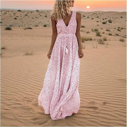 Catherine | Boho Sleeveless V-Neck Maxi Dress