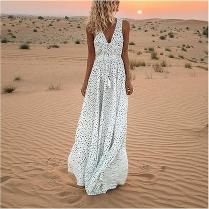 Catherine | Boho Sleeveless V-Neck Maxi Dress