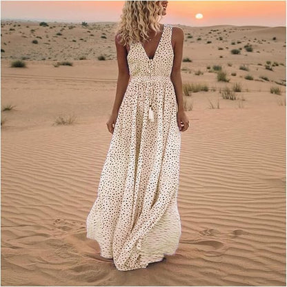 Catherine | Boho Sleeveless V-Neck Maxi Dress