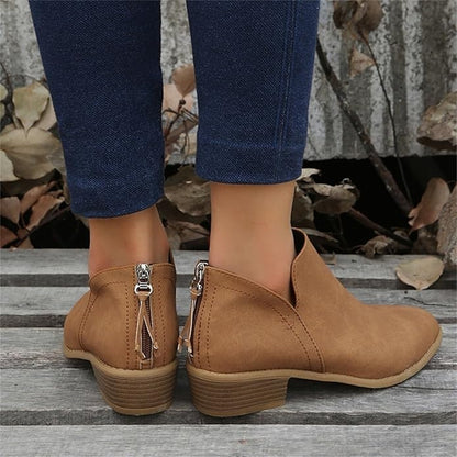 Larkin | Cut-Out Block Heel Pointed Chelsea Boots