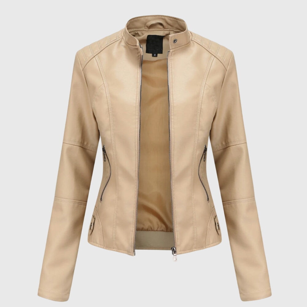 Serena | Elegant Fitted Leather Moto Jacket