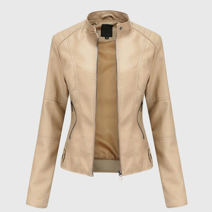 Serena | Elegant Fitted Leather Moto Jacket