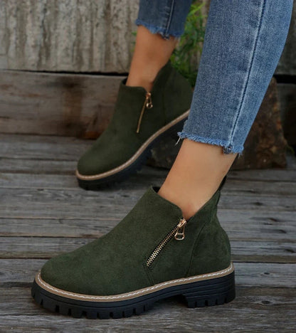 Aurelia | Platform Round Toe Side Zip Ankle Boots