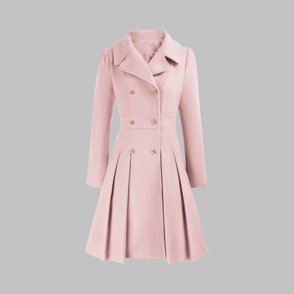Marlow | Double-Breasted Fit and Flare Pleated Winter Coat