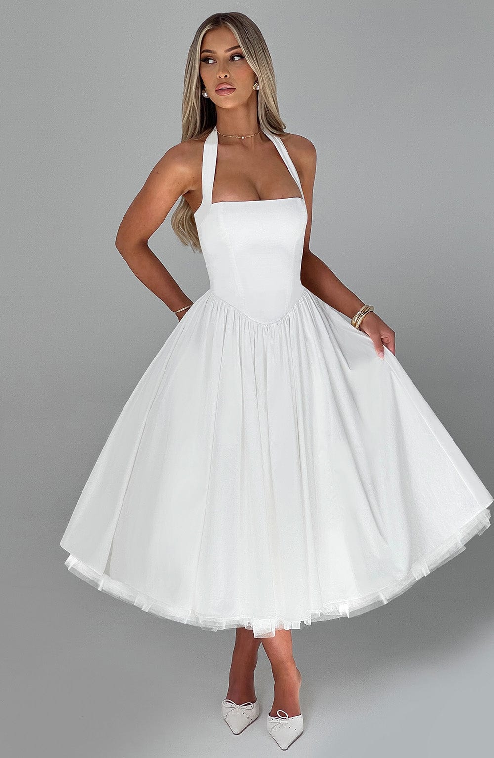 Cecilia | Women's Halter Midi Wedding Guest Dress
