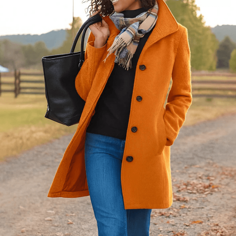 Briar | Hooded Single-Breasted Wool Coat with Side Pockets (Mid-Length)