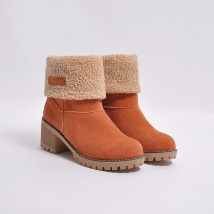 Ember | Suede Sherpa Block Heel Snow Boots