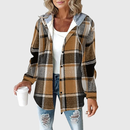 Parker | Relaxed Fit Plaid Hooded Button-Front Jacket