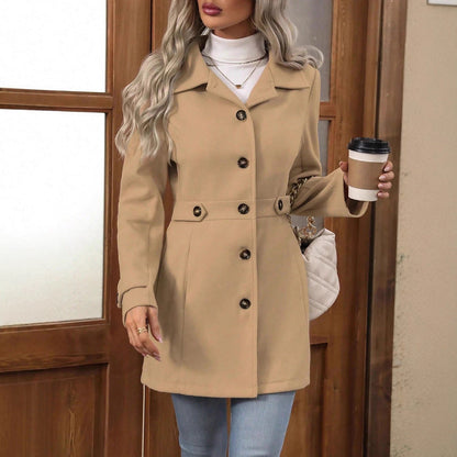 Lavinia | Tailored Button Front Trench Coat with Belt Tabs