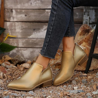 Larkin | Cut-Out Block Heel Pointed Chelsea Boots