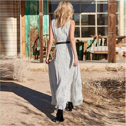 Catherine | Boho Sleeveless V-Neck Maxi Dress