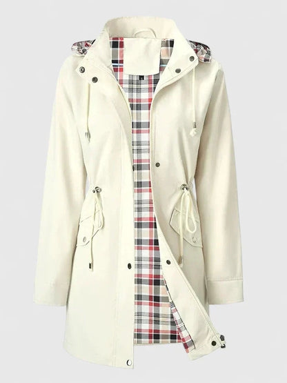 Marinette | Plaid Lined Hooded Waterproof Rain Jacket