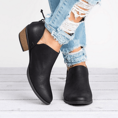 Marta | Cut-Out Slip-On Block Heel Ankle Boots