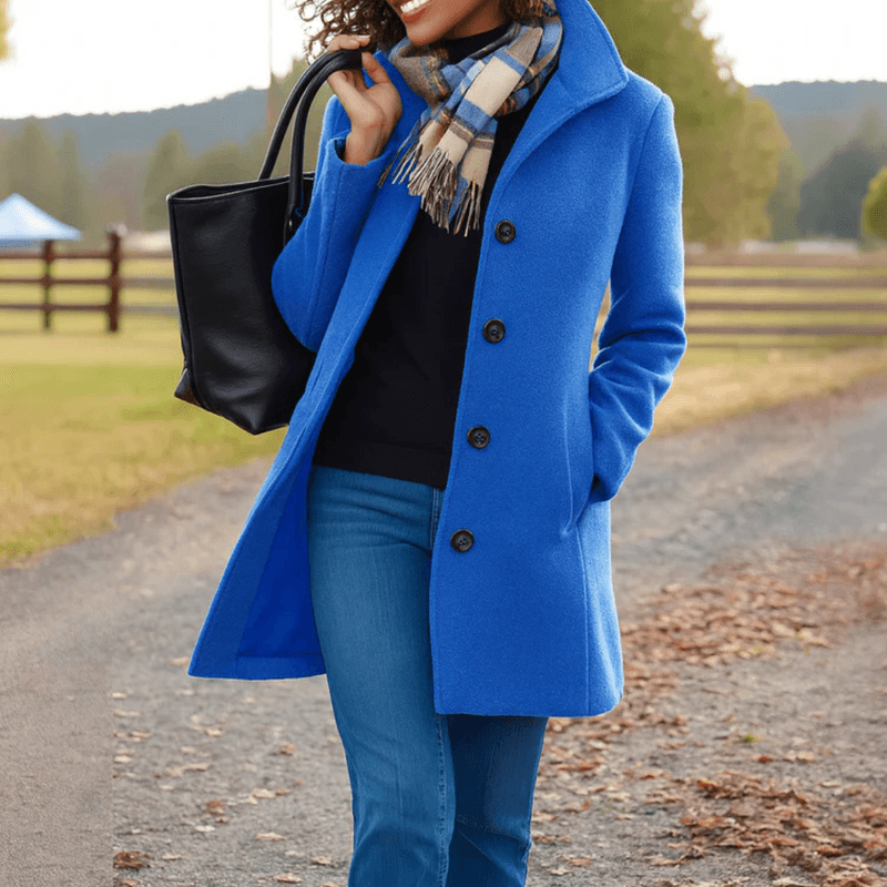 Briar | Hooded Single-Breasted Wool Coat with Side Pockets (Mid-Length)