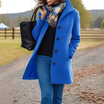 Briar | Hooded Single-Breasted Wool Coat with Side Pockets (Mid-Length)