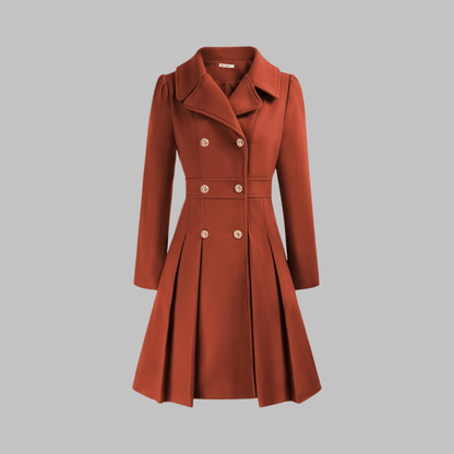 Marlow | Double-Breasted Fit and Flare Pleated Winter Coat