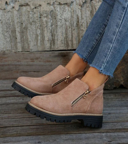 Aurelia | Platform Round Toe Side Zip Ankle Boots