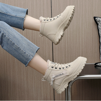 Grace | Fleece Lined Lace Up Platform Winter Ankle Boots