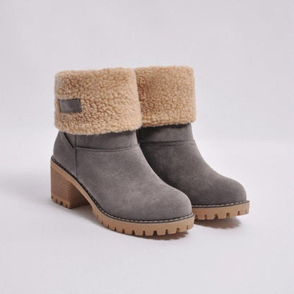 Ember | Suede Sherpa Block Heel Snow Boots