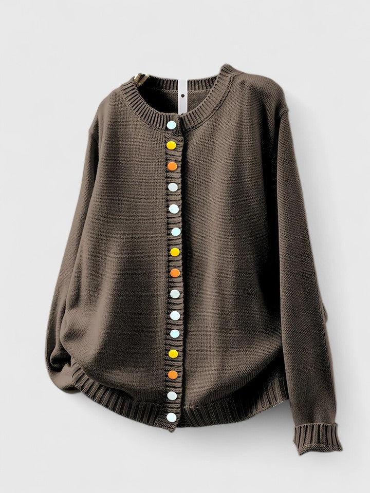 Annaloria | Decorative-Button Relaxed Fit Winter Cardigan