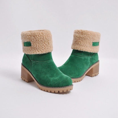 Ember | Suede Sherpa Block Heel Snow Boots