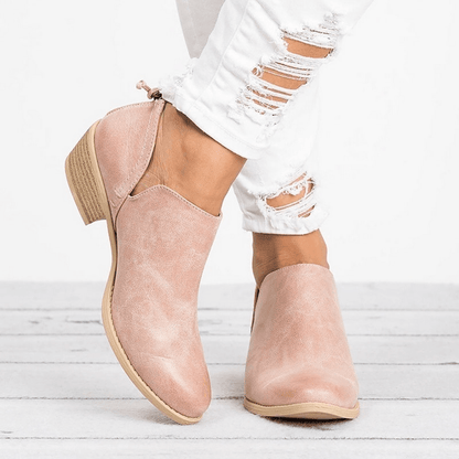 Marta | Cut-Out Slip-On Block Heel Ankle Boots