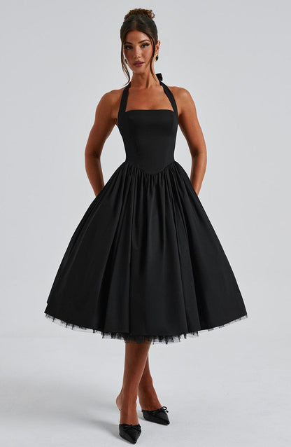 Cecilia | Women's Halter Midi Wedding Guest Dress