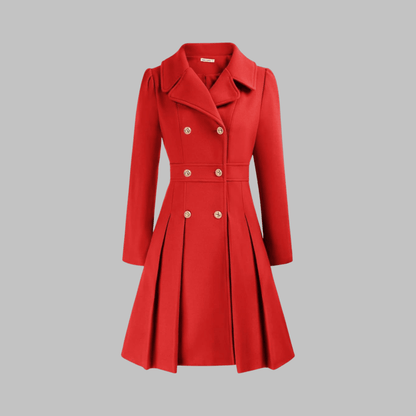 Marlow | Double-Breasted Fit and Flare Pleated Winter Coat