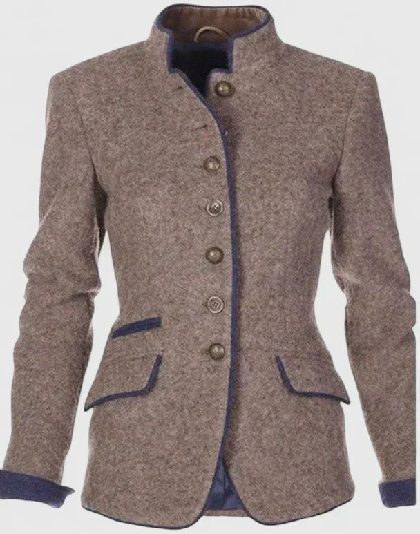 Amelyzahh | High-Collar Long-Sleeve Elegant Cardigan