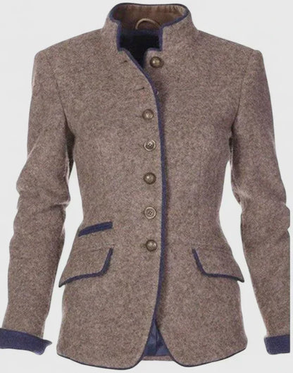 Amelyzahh | High-Collar Long-Sleeve Elegant Cardigan