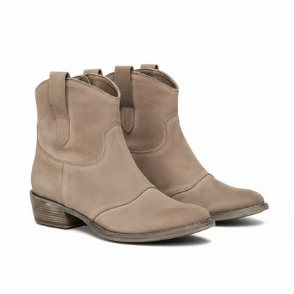 Mia | Suede Western Cowboy Block Heel Ankle Boots