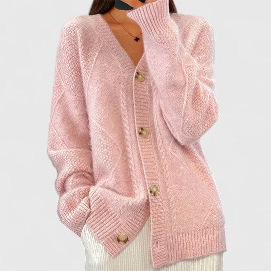 Solenyahh | V-Neck Button Closure Winter Cardigan