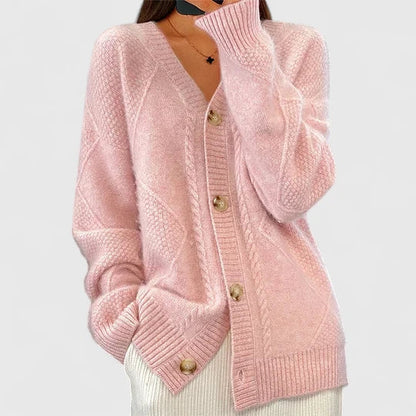 Solenyahh | V-Neck Button Closure Winter Cardigan