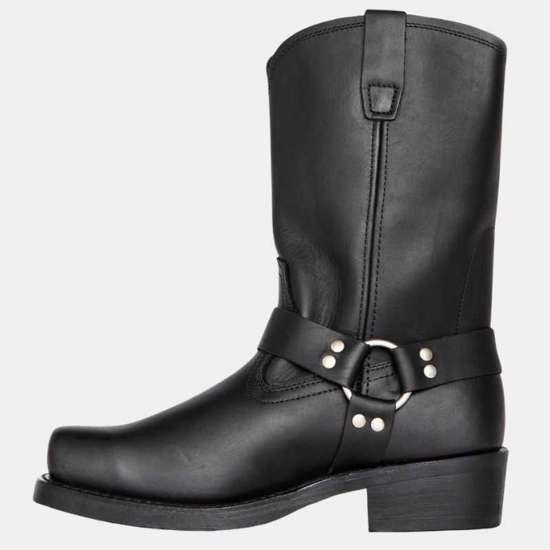 Eva | Leather Harness Buckle Biker Boots