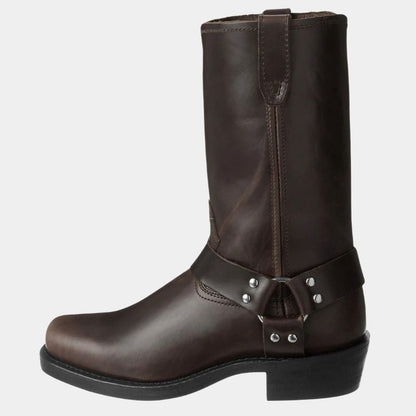 Eva | Leather Harness Buckle Biker Boots