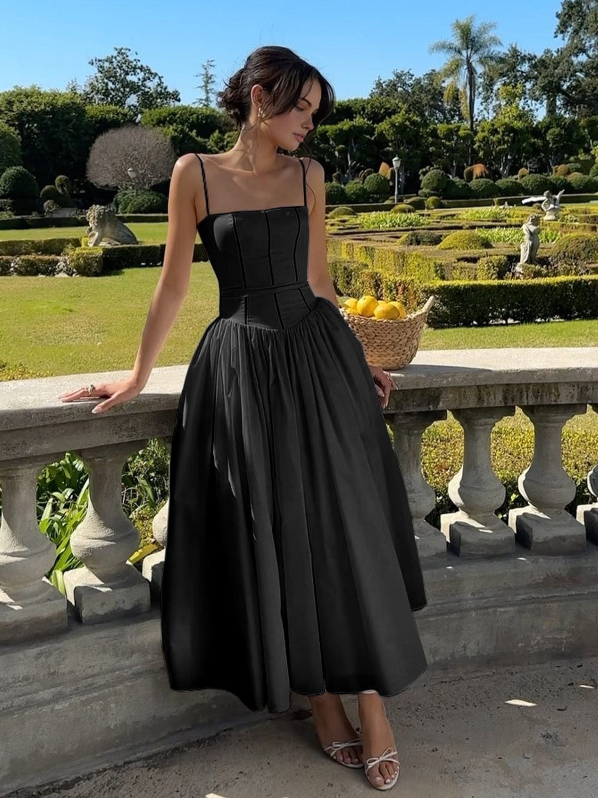 Eloise | Women's Elegant Corset Midi Wedding Guest Dress