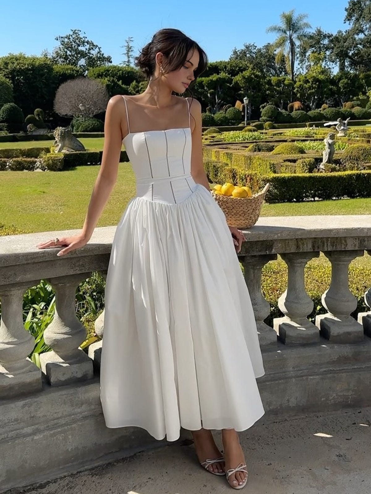 Eloise | Women's Elegant Corset Midi Wedding Guest Dress