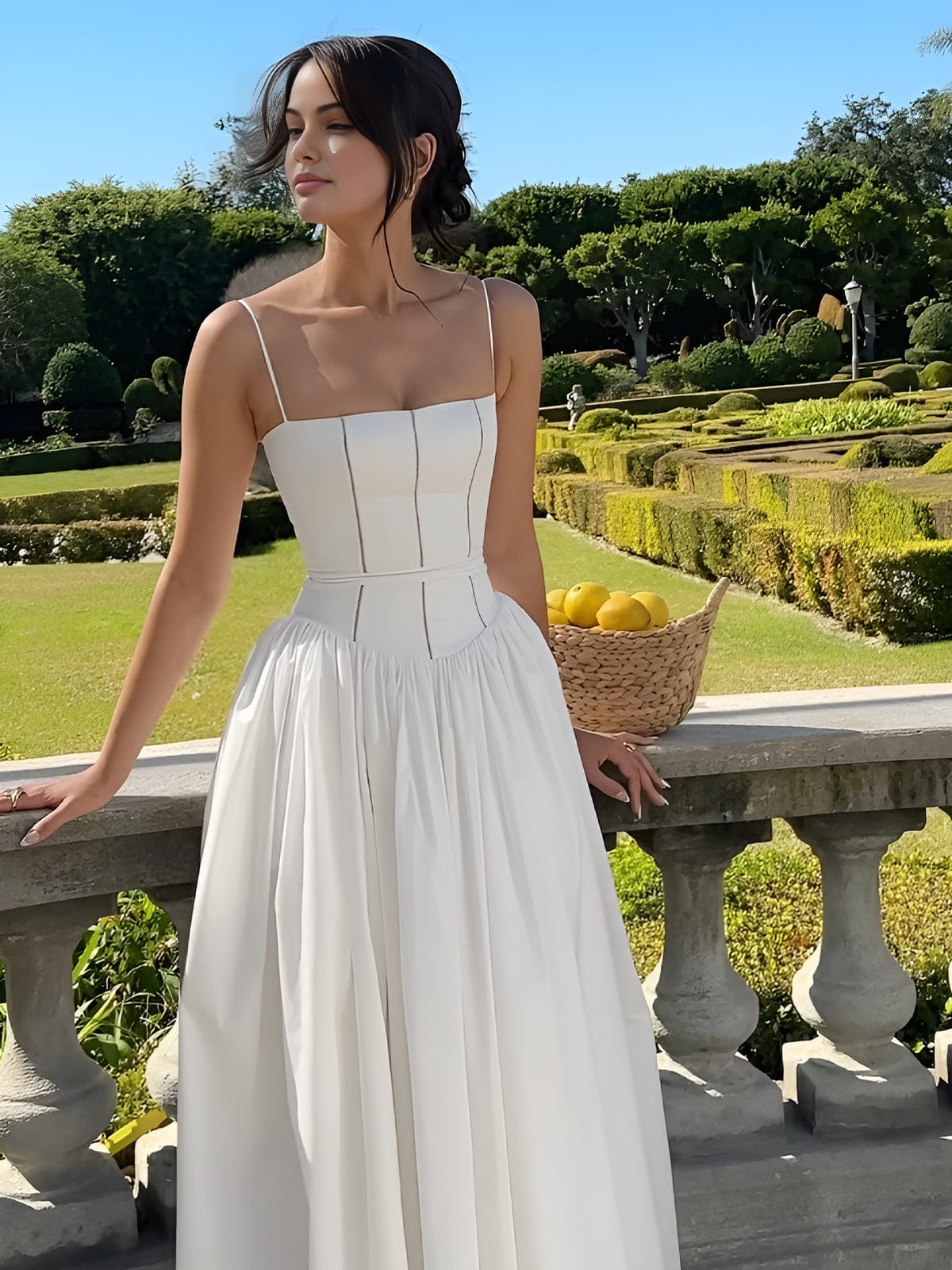 Eloise | Women's Elegant Corset Midi Wedding Guest Dress