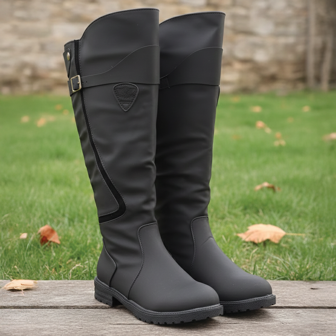 Daisy | Waterproof Leather Buckle Knee High Riding Boots
