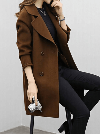 Ainsley | Wool Double-Breasted Longline Trench Coat