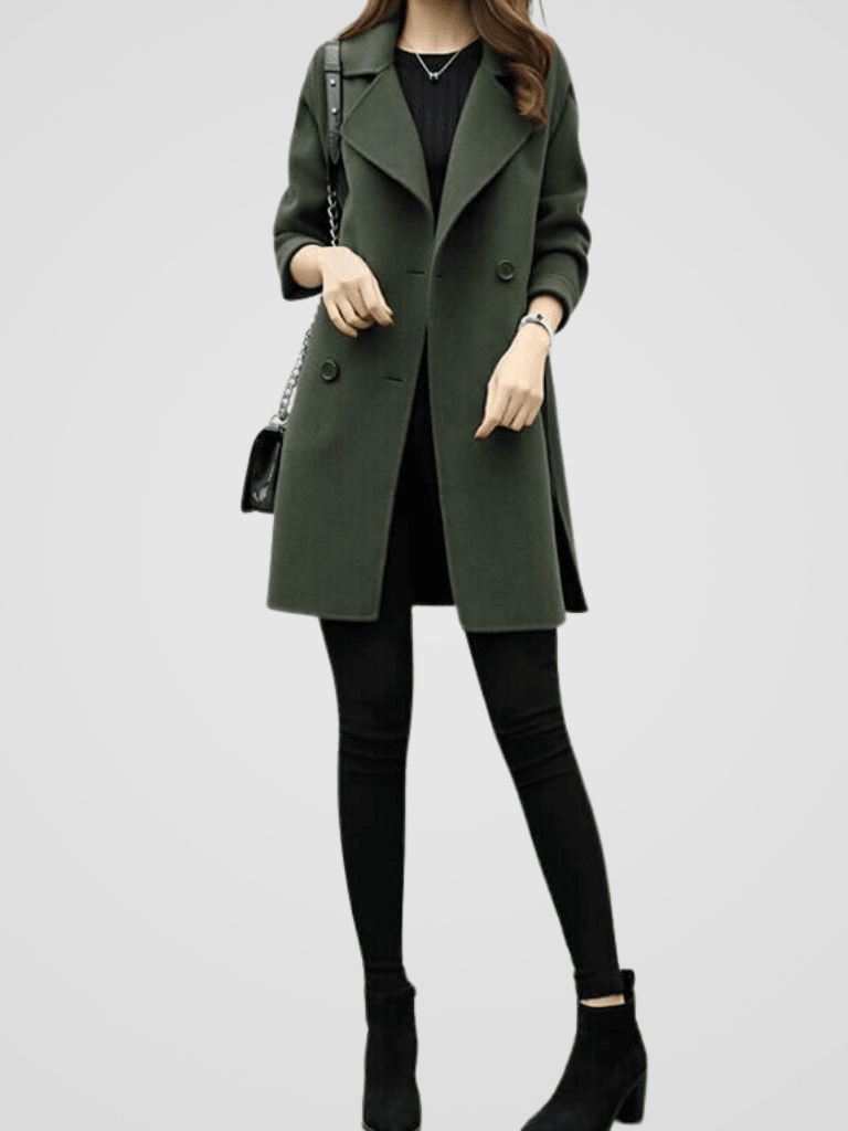 Ainsley | Wool Double-Breasted Longline Trench Coat