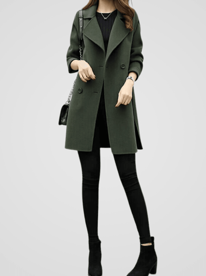 Ainsley | Wool Double-Breasted Longline Trench Coat
